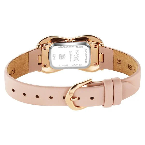 Titan Raga Glimmers Mother of Pearl Dial Beige Leather Strap Analog Watch for Women