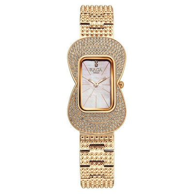 Titan Raga Glimmers Quartz Analog Pink Mother Of Pearl Dial Rose Gold Metal Strap Watch For Women