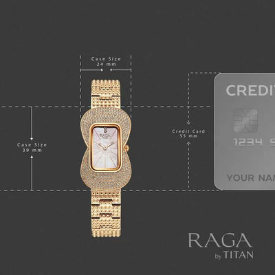 Titan Raga Glimmers Quartz Analog Pink Mother Of Pearl Dial Rose Gold Metal Strap Watch For Women