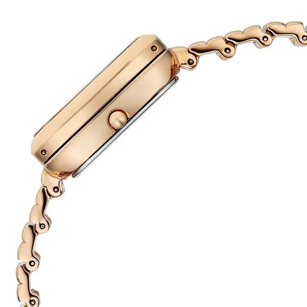 Titan Raga Glimmers Mother of Pearl Square Dial Rose Gold Metal Strap Analog Watch for Women