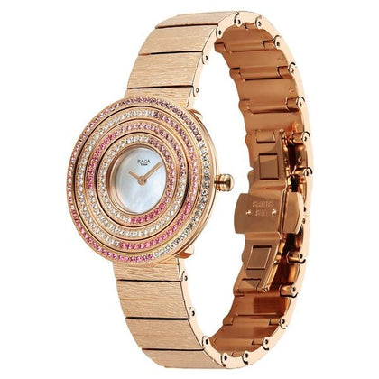 Titan Raga Glimmers Quartz Analog Mother of Pearl Dial Rose Gold Metal Strap Watch For Women