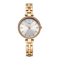 Titan Raga Showstopper Silver Dial Rose Gold Metal Strap Analog Watch for Women
