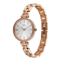 Titan Raga Showstopper Silver Dial Rose Gold Metal Strap Analog Watch for Women