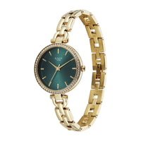 Titan Raga Showstopper Green Dial Gold Metal Strap Analog Watch for Women