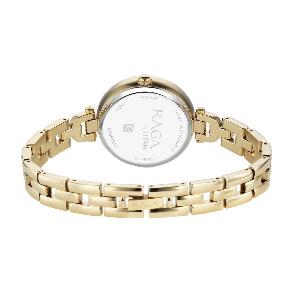 Titan Raga Showstopper Green Dial Gold Metal Strap Analog Watch for Women