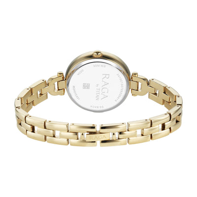 Titan Raga Showstopper Green Dial Gold Metal Strap Analog Watch for Women