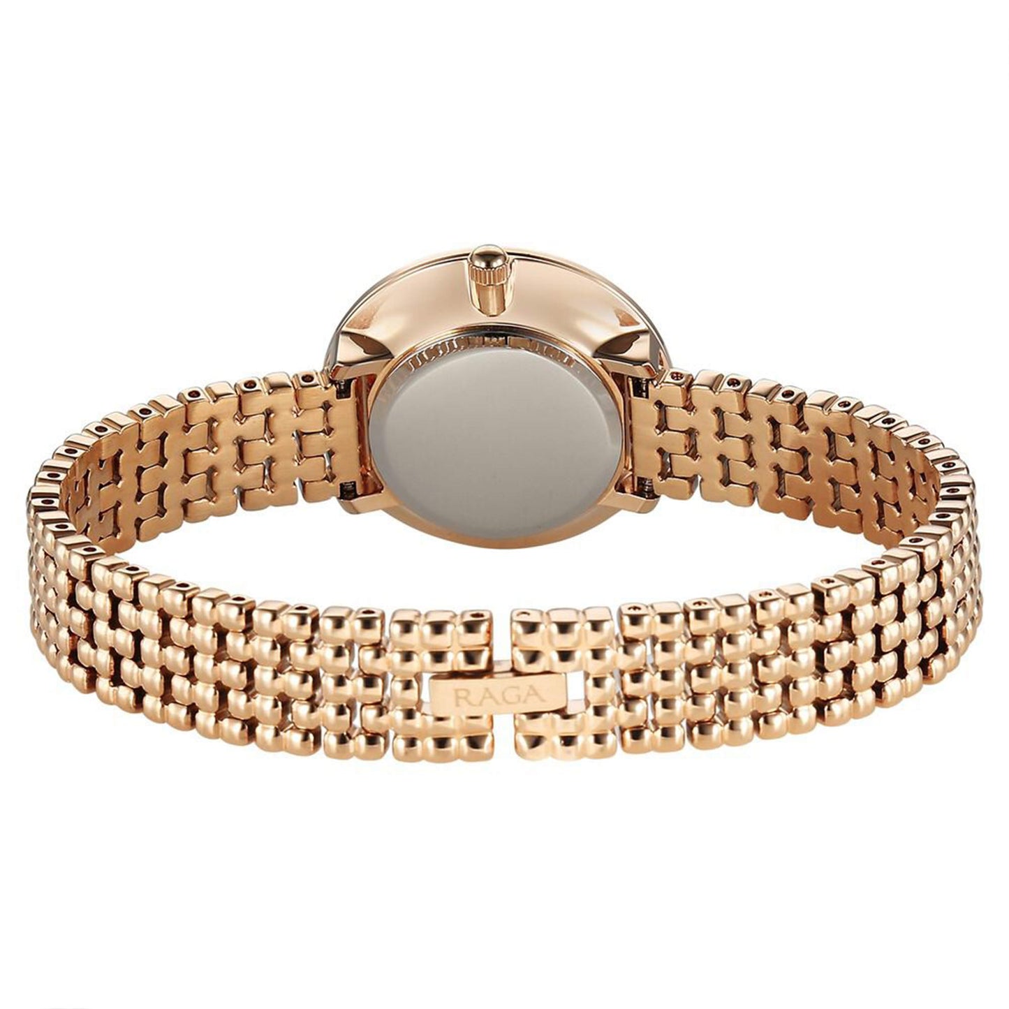 Titan Raga Showstopper Quartz Analog Rose Gold Dial Metal Strap Watch For Women