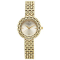 Titan Raga Champagne Rectangular Dial Golden Metal Strap Analog Quartz Watch for Women
