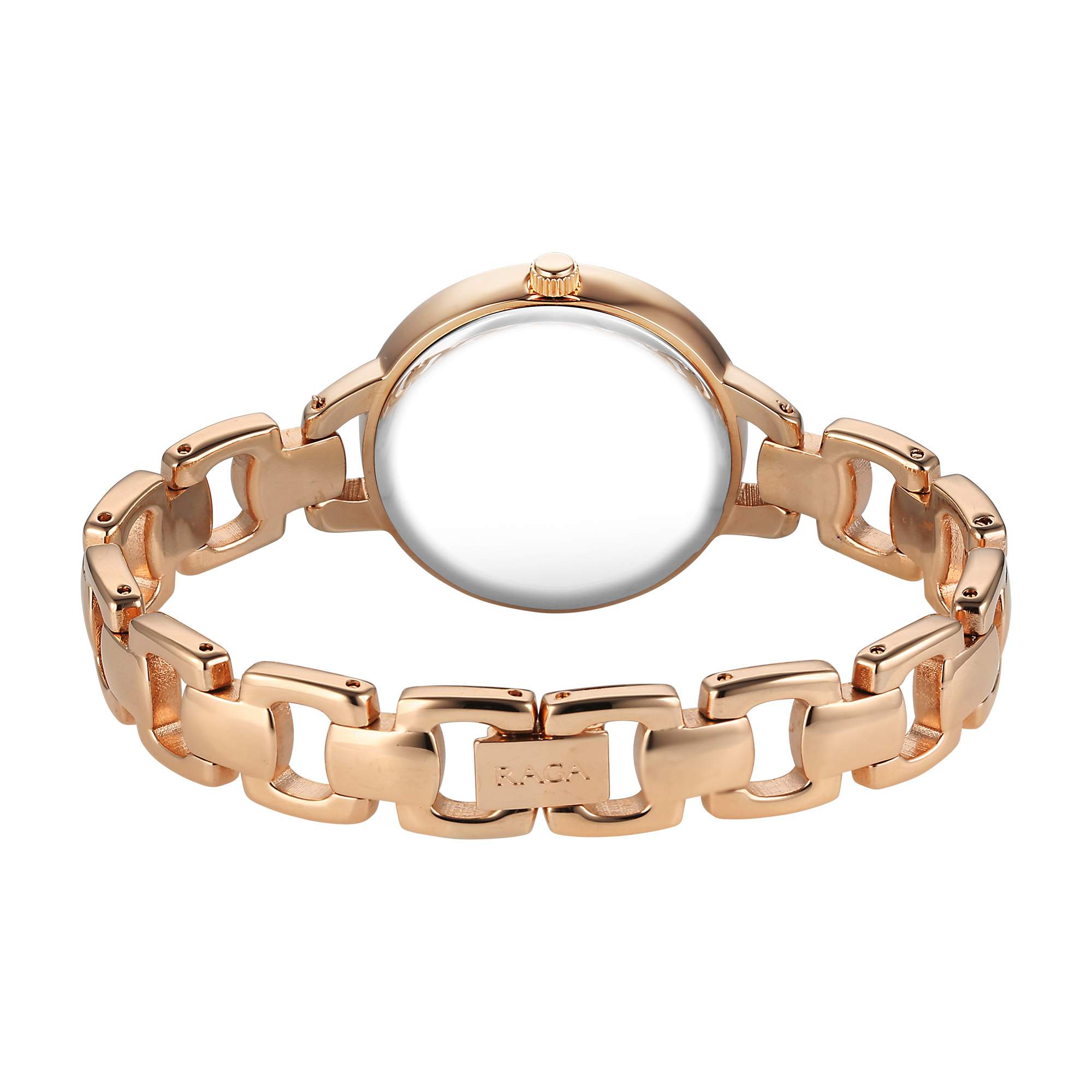 Titan Raga Showstopper Pink Dial Rose Gold Metal Strap Analog Watch for Women