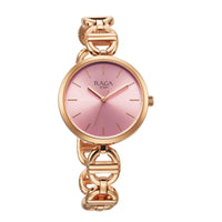 Titan Raga Showstopper Quartz Analog Rose Gold Dial Metal Strap Watch For Women