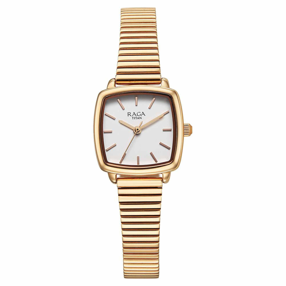 Titan Raga Showstopper Quartz Analog White Dial Metal Strap Watch For Women