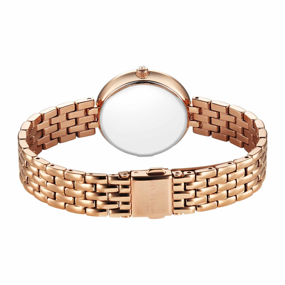 Titan Workwear Silver Dial Rose Gold Metal Strap Analog Watch for Women