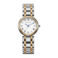 Titan Titan Eminence Quartz White Dial Two Tone Strap Watch For Ladies