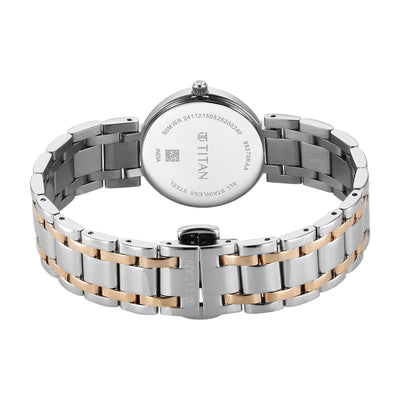 Titan Titan Eminence Quartz White Dial Two Tone Strap Watch For Ladies