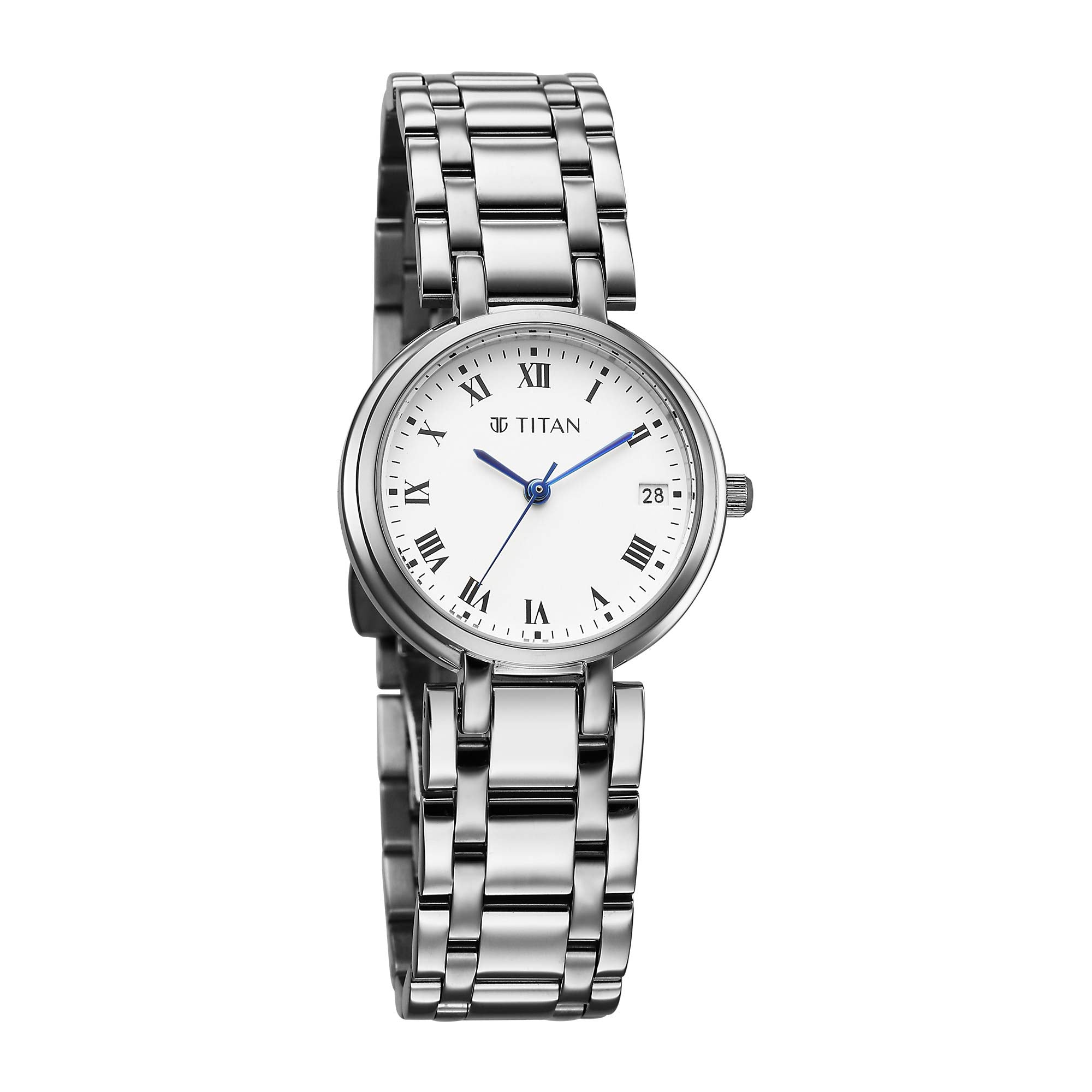 Titan Eminence Quartz White Dial Silver Strap Watch for Women