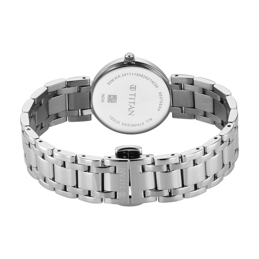 Titan Eminence Quartz White Dial Silver Strap Watch for Women