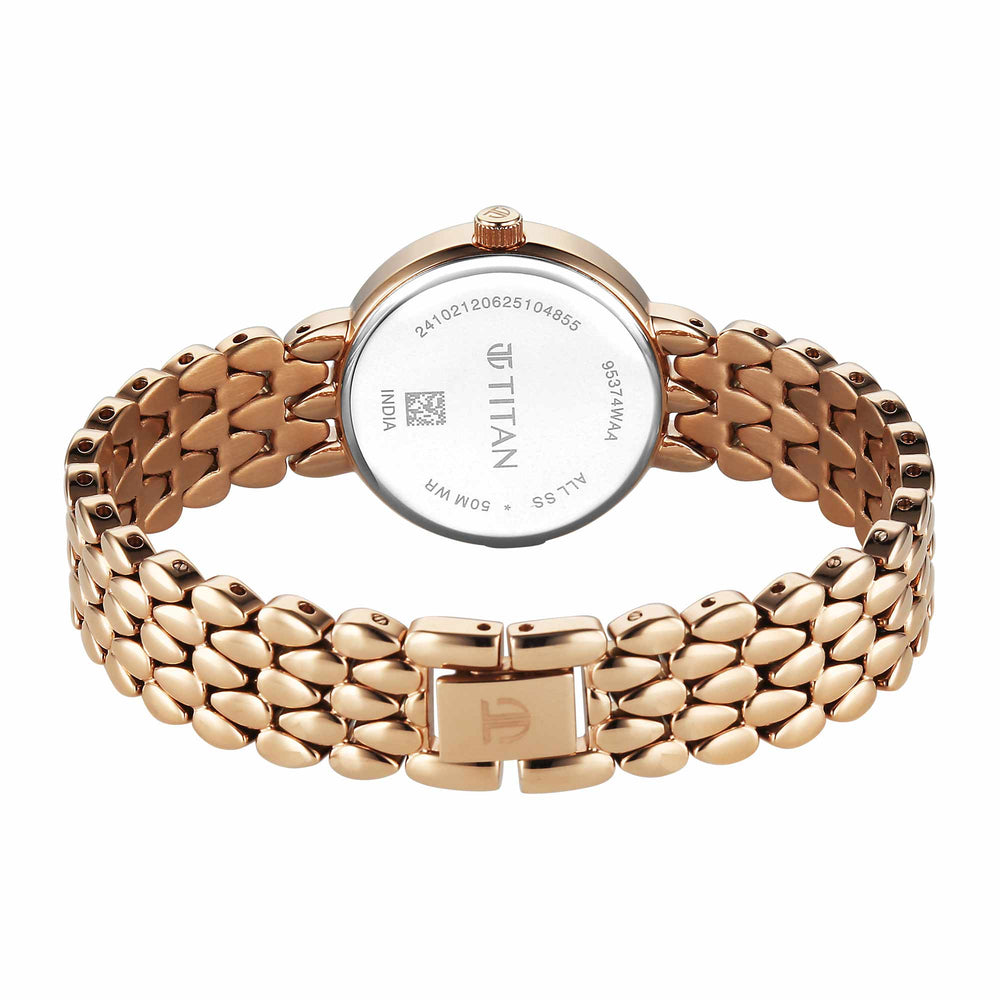 Titan Fashio Mother of Pearl Dial Rose Gold Strap Analog Watch for Women