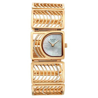 Titan Raga Mother of Pearl Shaped Dial Rose Gold Stainless Steel Strap Analog Watch for Women