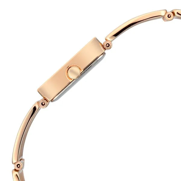 Titan Raga Mother of Pearl Shaped Dial Rose Gold Stainless Steel Strap Analog Watch for Women