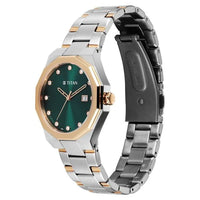 Titan Fashion Green Dial Two Toned Metal Strap Analog with Date Watch For Women