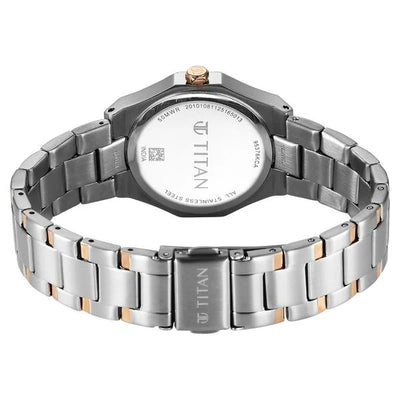 Titan Fashion Green Dial Two Toned Metal Strap Analog with Date Watch For Women