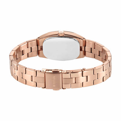 Titan Workwear Silver Dial Rose Gold Metal Strap Analog with Date Watch For Women