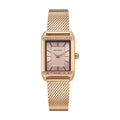 Titan Fashion Pink Rectangle Dial Rose Gold Metal Strap Analog Watch for Women
