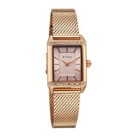Titan Fashion Pink Rectangle Dial Rose Gold Metal Strap Analog Watch for Women