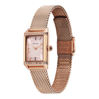 Titan Fashion Pink Rectangle Dial Rose Gold Metal Strap Analog Watch for Women
