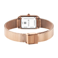 Titan Fashion Pink Rectangle Dial Rose Gold Metal Strap Analog Watch for Women