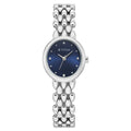 Titan Fashion Blue Oval Dial Silver Metal Strap Analog Watch For Women