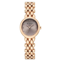 Titan Fashion Grey Oval Dial Silver Metal Strap Analog Watch For Women