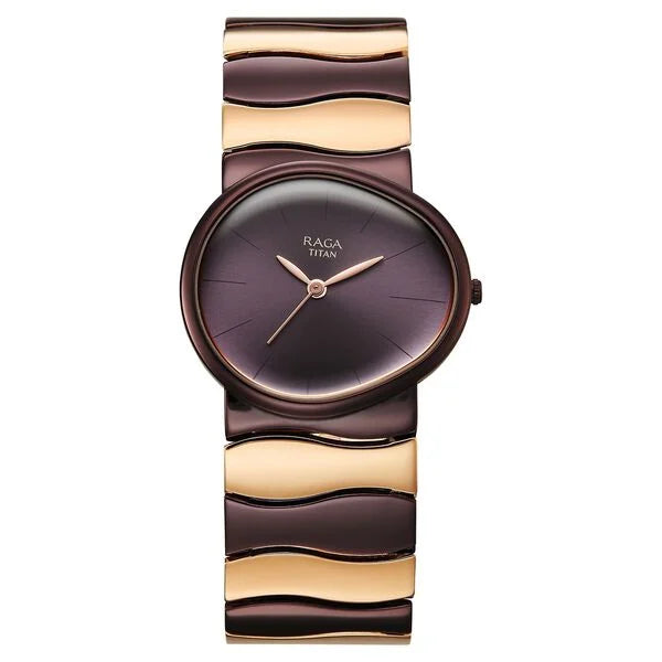 Titan Raga Purple Special Dial Two Toned Metal Strap Analog Watch for Women
