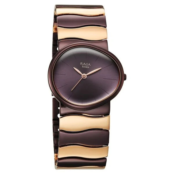 Titan Raga Purple Special Dial Two Toned Metal Strap Analog Watch for Women