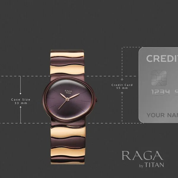 Titan Raga Purple Special Dial Two Toned Metal Strap Analog Watch for Women