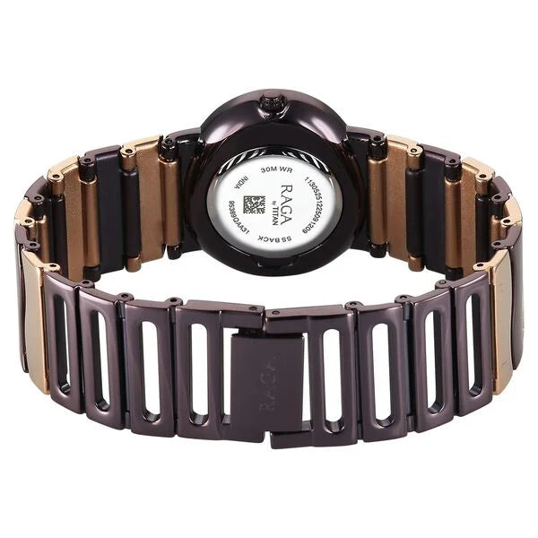 Titan Raga Purple Special Dial Two Toned Metal Strap Analog Watch for Women