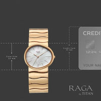 Titan Raga White Special Dial Rose Gold Metal Strap Analog Watch for Women