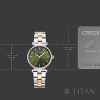 Titan Workwear Green Dial Two Toned Stainless Steel Analog Watch for Women