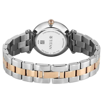 Titan Workwear Green Dial Two Toned Stainless Steel Analog Watch for Women