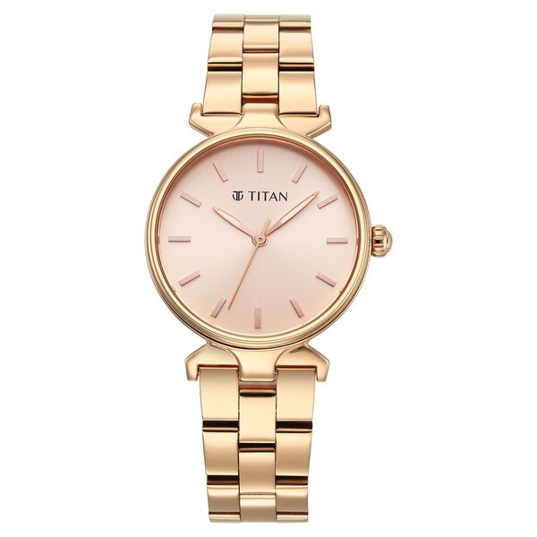 Titan Workwear Pink Dial Rose Gold Stainless Steel Analog Watch for Women