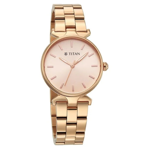 Titan Workwear Pink Dial Rose Gold Stainless Steel Analog Watch for Women