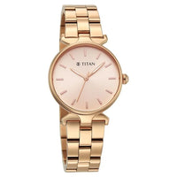 Titan Workwear Pink Dial Rose Gold Stainless Steel Analog Watch for Women