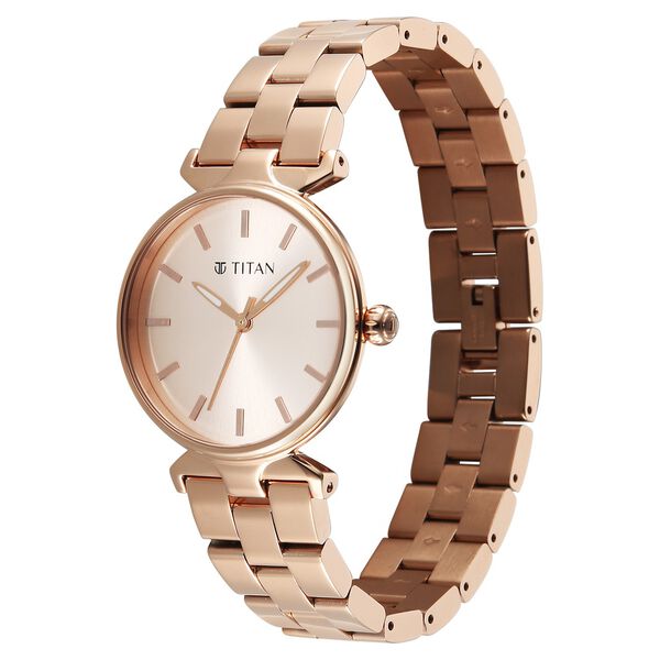 Titan Workwear Pink Dial Rose Gold Stainless Steel Analog Watch for Women