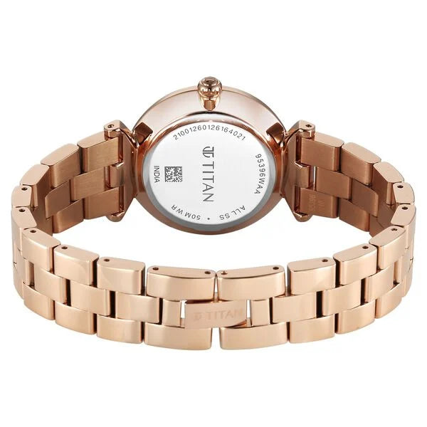 Titan Workwear Pink Dial Rose Gold Stainless Steel Analog Watch for Women