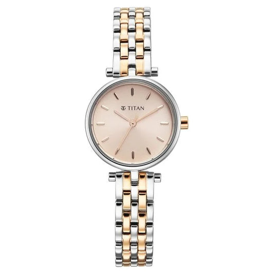Titan Workwear Pink Dial Two Toned Stainless Steel Analog Watch for Women