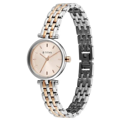 Titan Workwear Pink Dial Two Toned Stainless Steel Analog Watch for Women