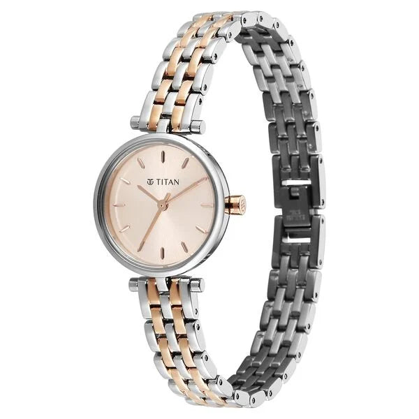 Titan Workwear Pink Dial Two Toned Stainless Steel Analog Watch for Women