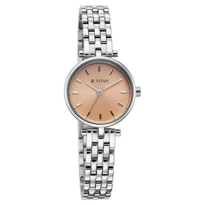 Titan Workwear Rose Gold Dial Silver Stainless Steel Analog Watch for Women