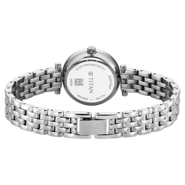 Titan Workwear Rose Gold Dial Silver Stainless Steel Analog Watch for Women