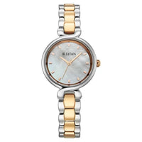 Titan Mother of Pearl Dial Two Toned Stainless Steel Analog Watch for Women